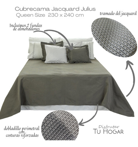 Cubrecama Queen 2 1/2 Plazas + Fundas Jacquard Julius Oregon
