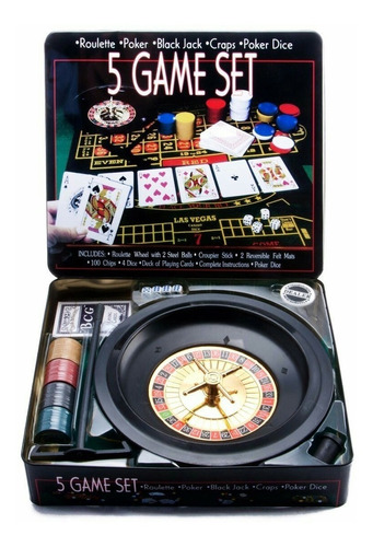 Juego De Ruleta/poker /etc 5en 1 En Lata