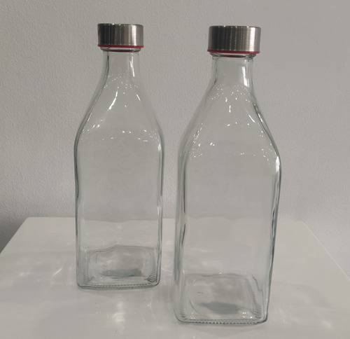 Botellas De Vidrio, Transparentes, Vacías, Tapas De Rosca