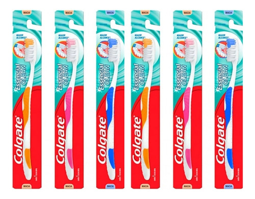 Escova De Dentes Colgate Essencial Clean Suave 6 Unid