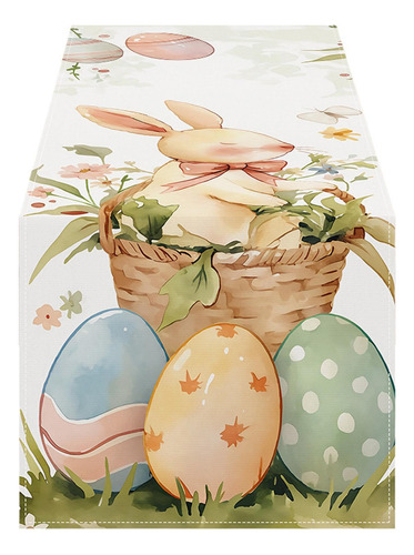 Mantel De Decoración De La Mesa De Conejo De Huevo De Pascua