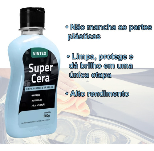 Super Cera Limpadora Brilho Proteção Não Mancha Carro Moto