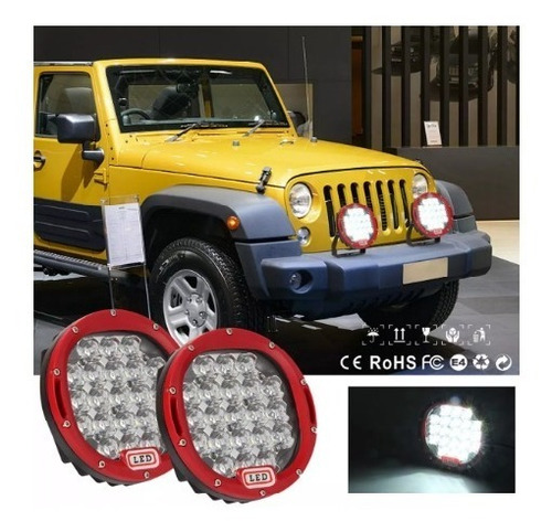 Imagen 2 de 8 de Faro Led Tipo Arb 105w 7pulgadas Para Rusticos Y 4x4 Rojo