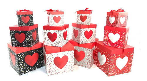 Pack 12 Cajas De Regalo Sorpresa Plegable 15cm Corazón 5130