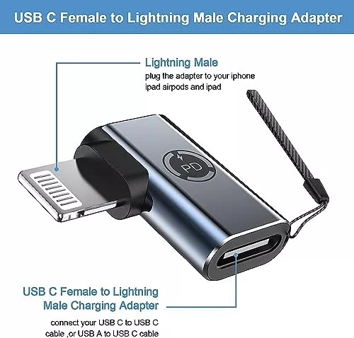 Adaptador Usb C A Lightning Para iPhone 15, 14, 13, 12, 11 P