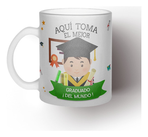 Tazón Taza Personalizada De Vidrio Empavonada Graduación