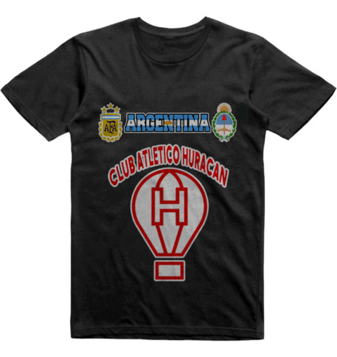 Remera Algodon Negra Huracan De Chivilcoy