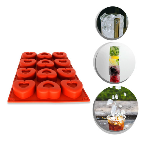 Imagem 5 de 7 de Forminha De Silicone P/ Gelo Picole Desenho Coração 12 Cav.