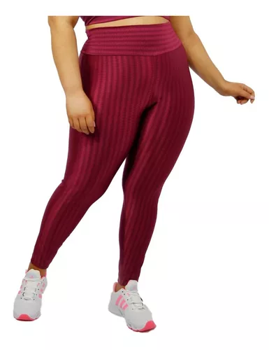 Calça Legging Plus Size Feminina Listras 3D Azul