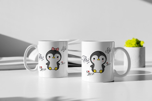 Tazas De Pingüinos Kawaii Para Parejas