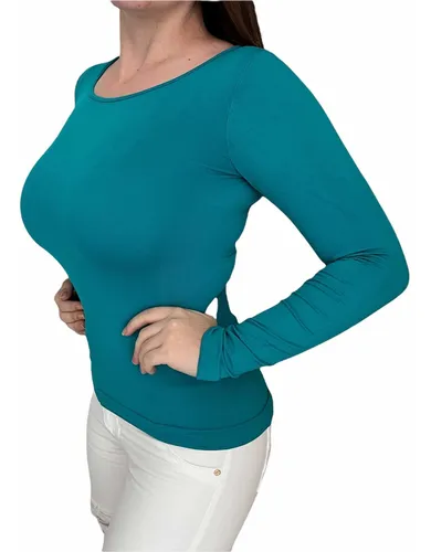 Blusa Juvenil Licra B sica Cuello Redondo Manga Larga Majo