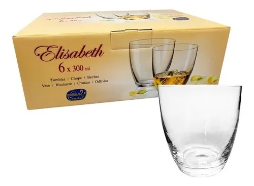 Vasos Copas Cristal Bohemia Elisabeth Agua 300cc X6 Piezas