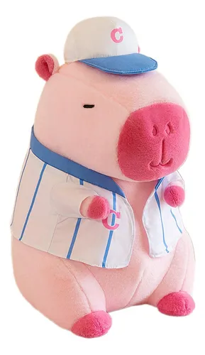 Yn Peluche De Capibara Realista Para Decorar 33cm Ropa Rosa