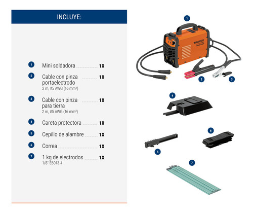 Soldadora Inversora 130 A, 127 V Color Naranja Truper SOIN-130T