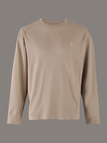 Polera Ls Slub Rib Beige Calvin Klein