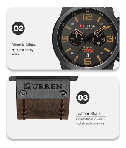 - Reloj Masculino Curren Technos 8314 Negro Y Amarillo