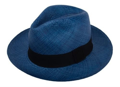 Sombreros Paja Toquilla 100% Tejidos A Mano Ecuador Azul
