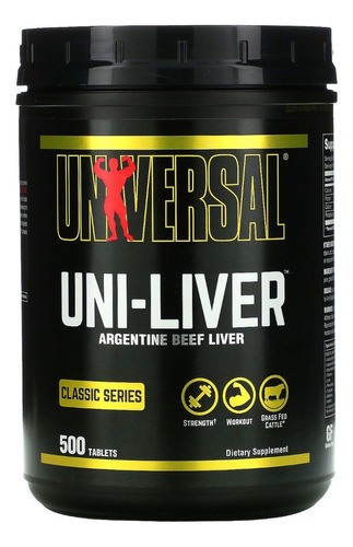 Aminoácidos Universal Uni - Liver 500 Tabletas Beef Liver Sabor Sin Sabor