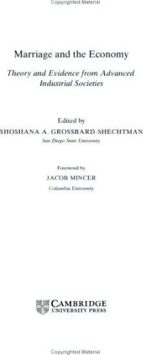 Marriage And The Economy, De Jacob Mincer. Editorial Cambridge University Press, Tapa Dura En Inglés