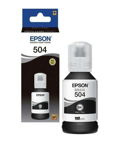 Botella De Tinta Epson Original 504 Color Negro 