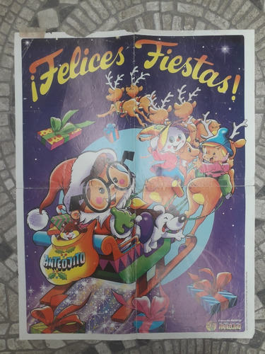 Poster Antiguo Anteojito Navidad Trineo Coleccionable Único (Usado)