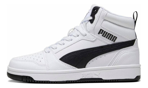 Puma Rebound V6 Mid Jr Para Joven Color Blanco, Negro 