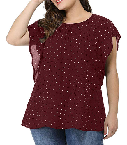 Mujer Verano Tallas Grandes Volantes Manga Polera Top