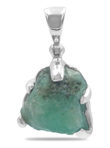 Dije De Cristal Esmeralda 1.32 Pulgadas En Plata De Ley Color Verde
