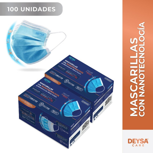 Imagen 1 de 5 de Mascarilla Tipo Il R Nanocoat Celeste 2 Cajas 50 Un C/u