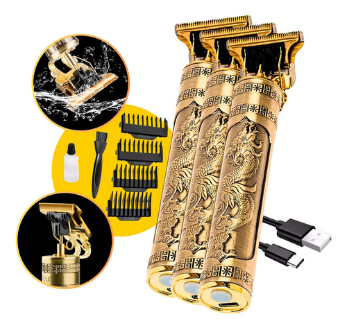 Kit 3 Máquinas De Barbear E Cortar Cabelo Faz Pezinho Risco