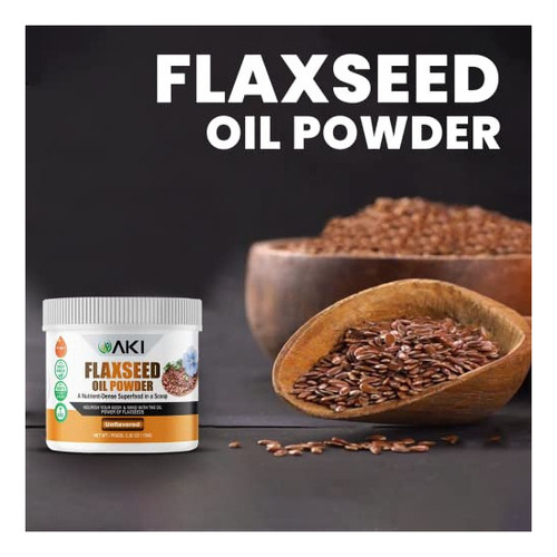 Polvo De Aceite De Linaza Aki | Repleto De Nutrientes Esenci