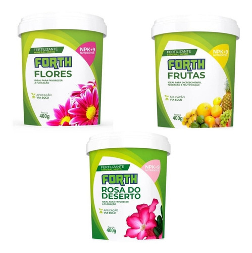 Kit Adubos Npk Forth - Flores, Rosa Do Deserto E Frutas