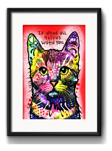 comprar Cuadro Gato Pop Art Frase Mascota Pet Decoracion Paspartú