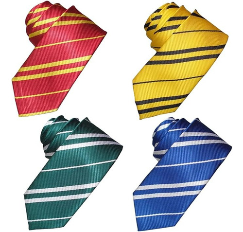 Corbata Roja+verde+azul+amarilla 4pz Harry Potter Gryffindor
