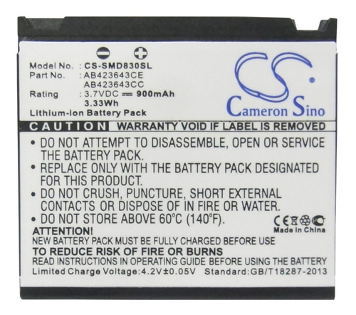 Batería C.s. P/ Samsung Sgh-d830, Sgh-d836, Sgh-u600, 900mah