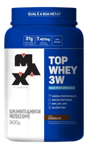 Kit Top Whey 3w 900g Choco Bcaa 2400 100 Caps Max Titanium