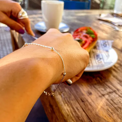 Pulsera Plata 925 Bolitas 3mm Delicada