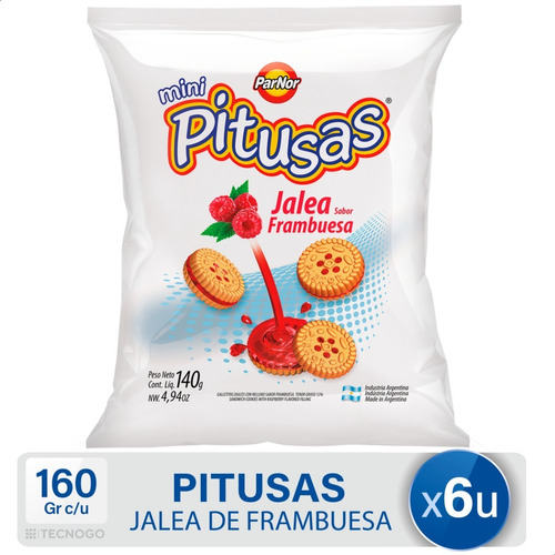 Galletitas Pitusas Mini Rellenas Jalea Frambuesa - Pack X6