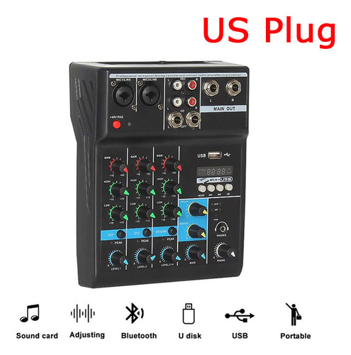 Mezclador Para Dj Profesional De 4 Canales Bluetooth Pc Usb