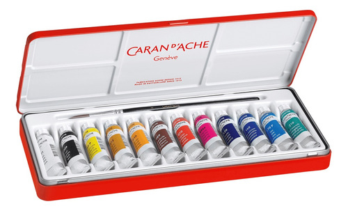 Tinta Guache Studio Caran D'ache 12 Cores Tubo Estojo Lata