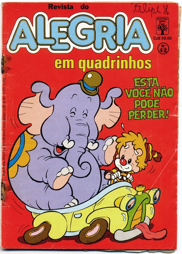 Hq Revista Do Alegria Em Quadrinhos N° 42 Editora Abril 1988