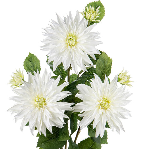 3 Piezas De Flores Artificiales De Dalia Blanca 29.5 Flores