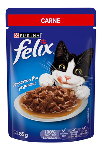Purina Felix Carne Alimento Húmedo Para Gatos Adultos 85g