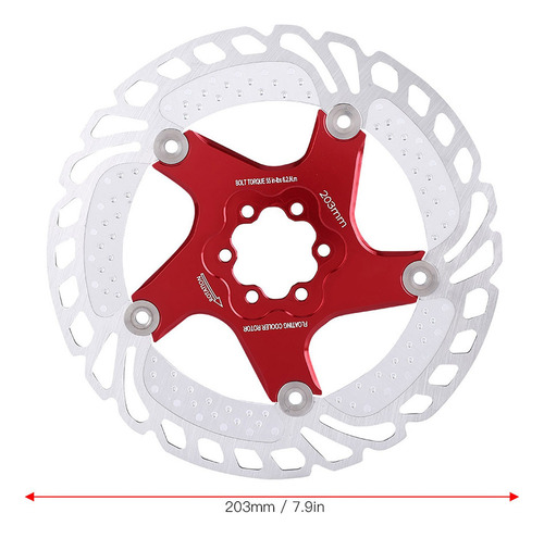 Disco Bicicleta De Bicicleta De Acero Inoxidable 203 Mm Rojo