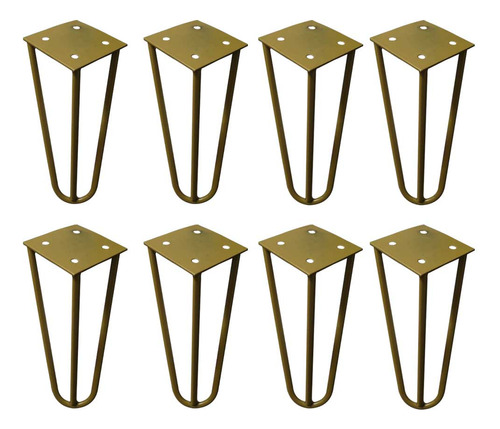 8 Pés De Metal 15 Cm Hairpin Legs Mesas De Centro Dourado