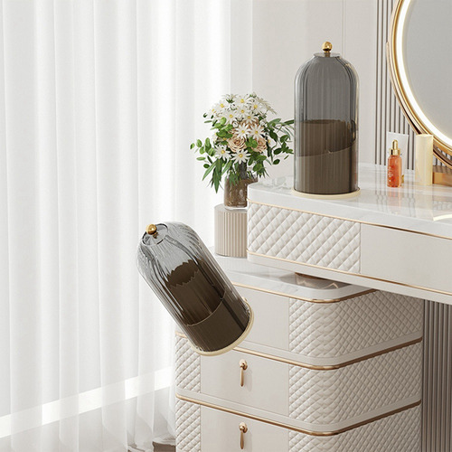 Organizador De Maquillaje I4 Con Tapa, Giratorio 360, Transp