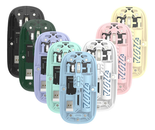 Mouse Inalambrico 2.4g Y Bluetooth Recargable Transparente Rosa