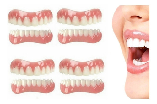 4×set De Prótesis Profesionales De Silicona Brillante Dentes