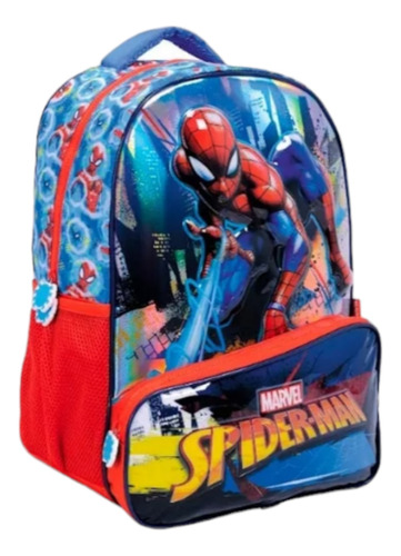 Mochila Espalda Grande 17  Spiderman Ciudad Relieve Wabro