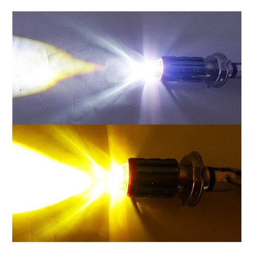 Ampolleta H4 Led Para Moto Con Lupa Alta / Baja Dúo Color